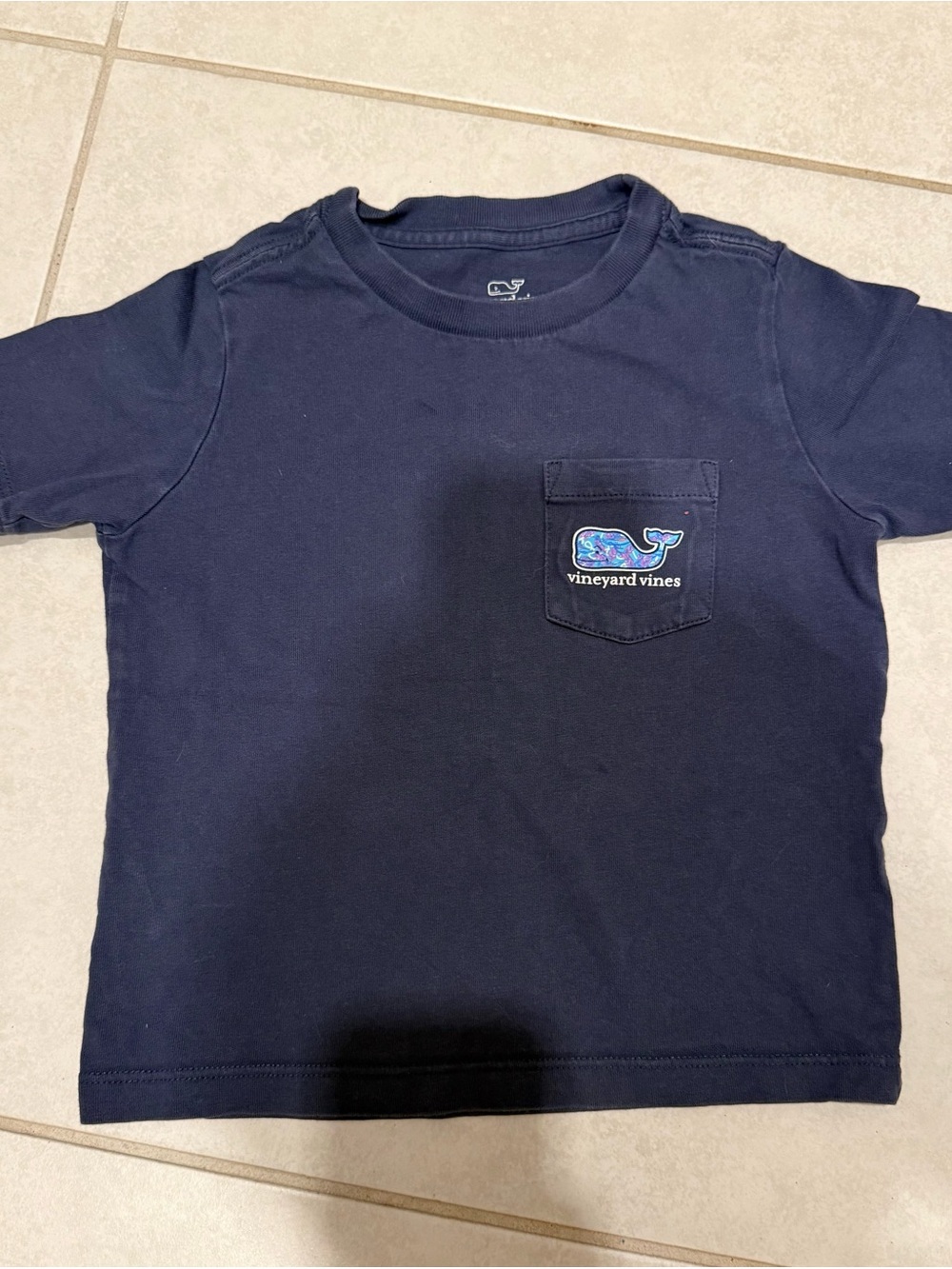 Vineyard Vines Navy Short Sleeve Pocket Tee with Whale Logo